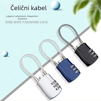Mehanički brava sa čeličnim kabelom i PVC premazom, model F713; pogodno za torbe, male ormariće i ladice.