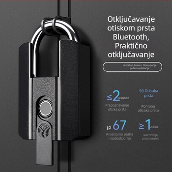 Elektronička brava s otiskom prsta, model G916, vodootporna, pohranjuje 50 otisaka prsta, otključava više od 10 000 puta, skeniranje ispod 2 sekunde.