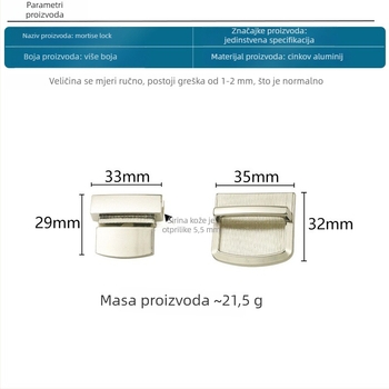 Brava za torbu - Metalna kvadratna brava, Yongrun 102312, Dodatci za prtljagu