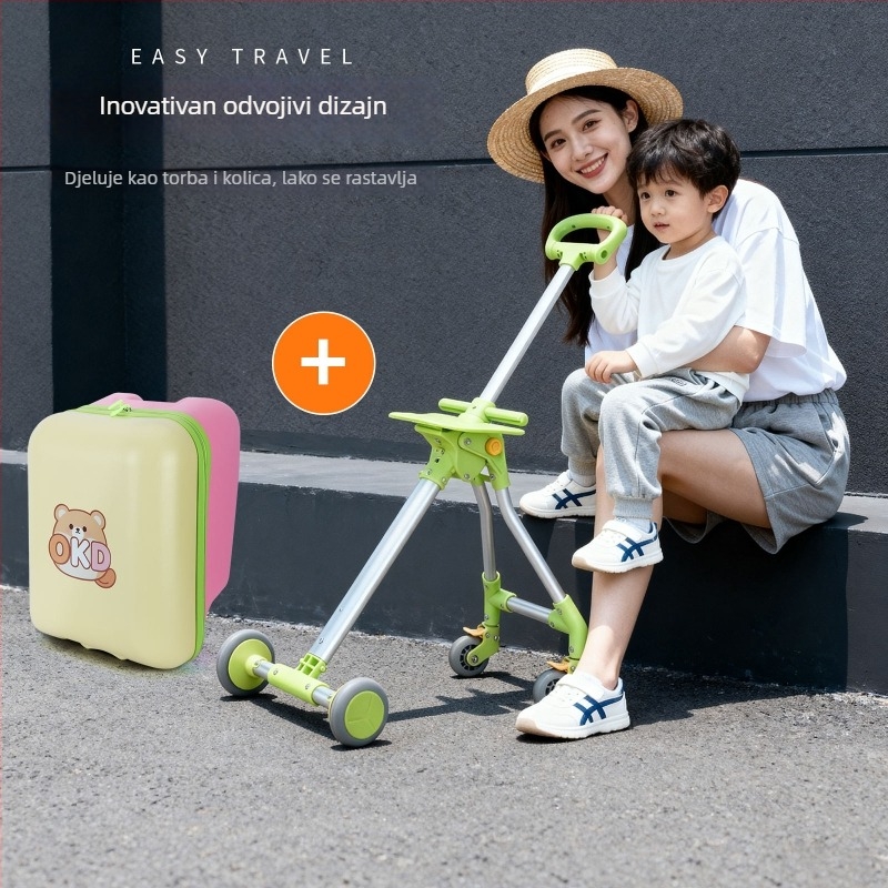 Dječji kovčeg na kotačima s kočnicama, otvaranje na zip, ABS materijal, 3 kg, pogodan kao ručna prtljaga