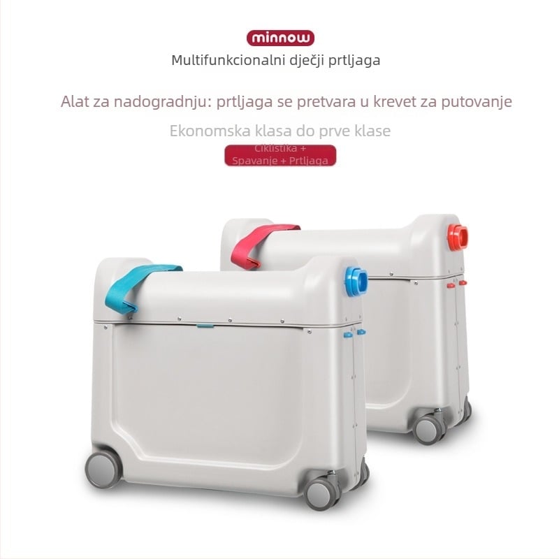 Dječja višenamjenska putna torba s booster funkcijom i prijenosnim krevetom za putovanja — ABS materijal, otvaranje s kopčom (latch), brava, univerzalni kotači, rekreacijska putovanja