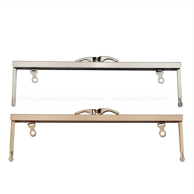 Hardver za okvir novčanika za DIY torbe; profili fishtail i pseća glava; ručno bušeni otvori sa vijcima (Željezo; Proljeće 2023; Dodaci za torbe)