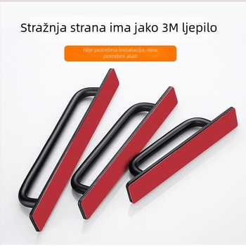 Čvrsta aluminijeva legura ručka za ormariće i klizna vrata, ručka za staklena vrata, bez bušenja