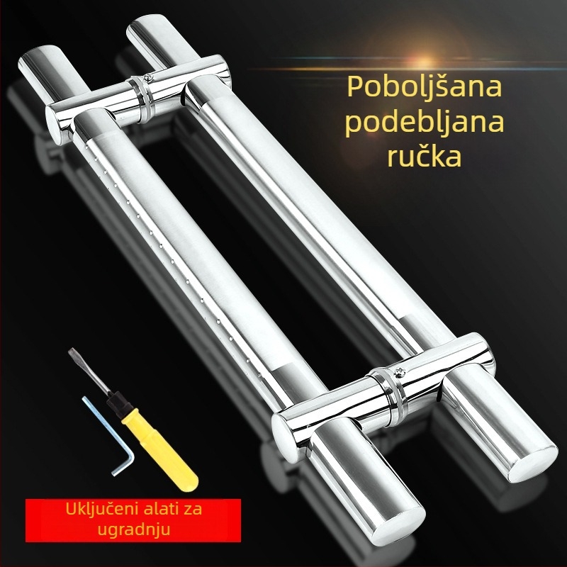 Kvaka za staklena vrata od nehrđajućeg čelika, s kaljenim staklom, s prilagodljivim razmakom rupa