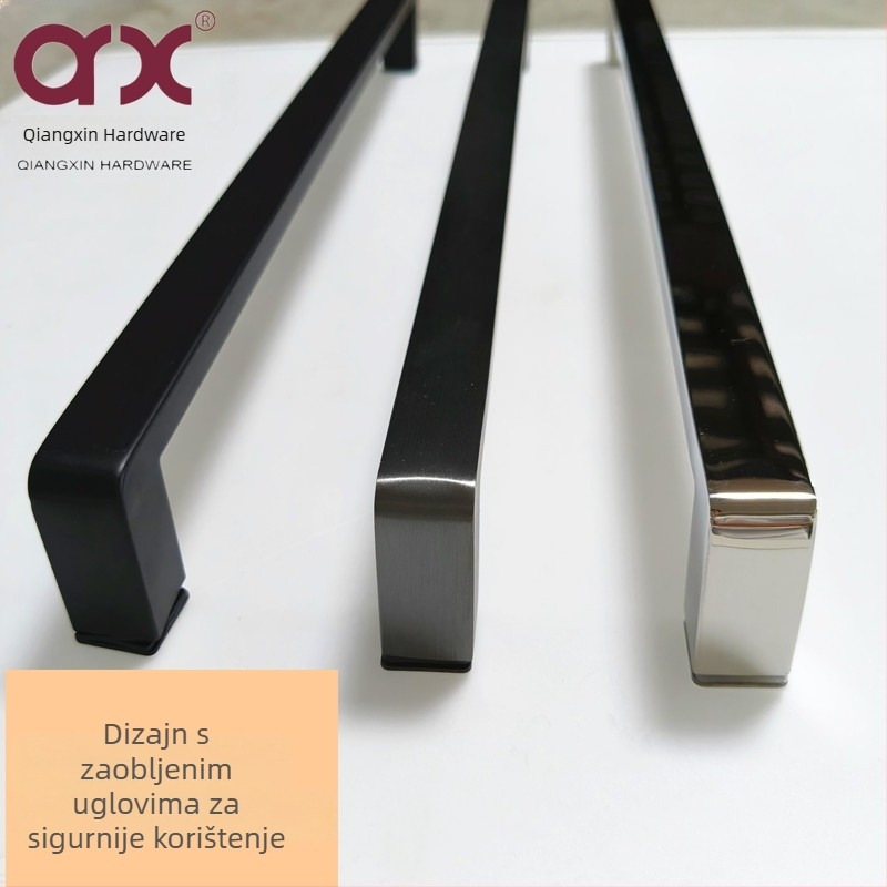 Drška za staklena vrata od nehrđajućeg čelika s kvadratnim cijevima – Model Q-2233, završni sloj u ogledalu, za vrata s aluminijskim okvirom, marka Qiang Xin