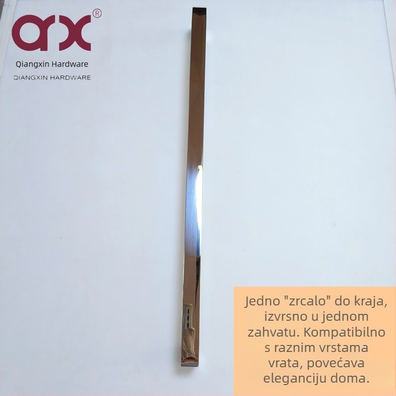 Drška za staklena vrata od nehrđajućeg čelika s kvadratnim cijevima – Model Q-2233, završni sloj u ogledalu, za vrata s aluminijskim okvirom, marka Qiang Xin