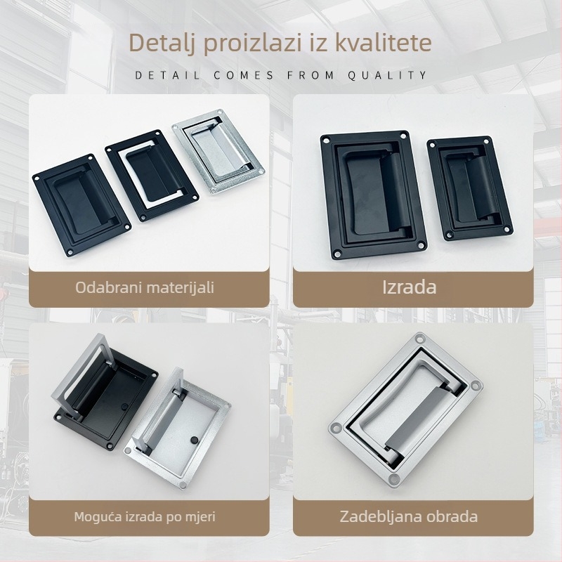 Rukohvat od zinkove legure, sklopni za industrijske ormariće i kutije za distribuciju, ravna ploha, skrivena ručka za guranje i vučenje