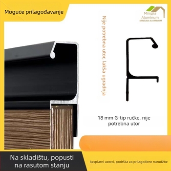 G-oblik skrivena ručka od aluminijske legure, površinski montirana, za ormariće i ladice