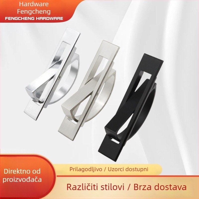 Tatami skrivena ručica za ladice - cinkovog legura, lijevanje pod pritiskom, moderan minimalistički stil