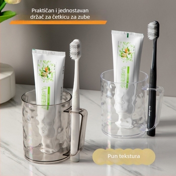 Čaša za usta i četkicu za zube s drškom, akril, cilindričnog oblika, s uzorkom ledenog glečera
