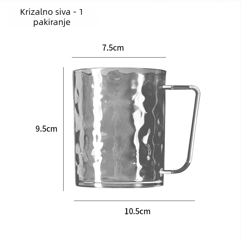 Čaša za usta i četkicu za zube s drškom, akril, cilindričnog oblika, s uzorkom ledenog glečera