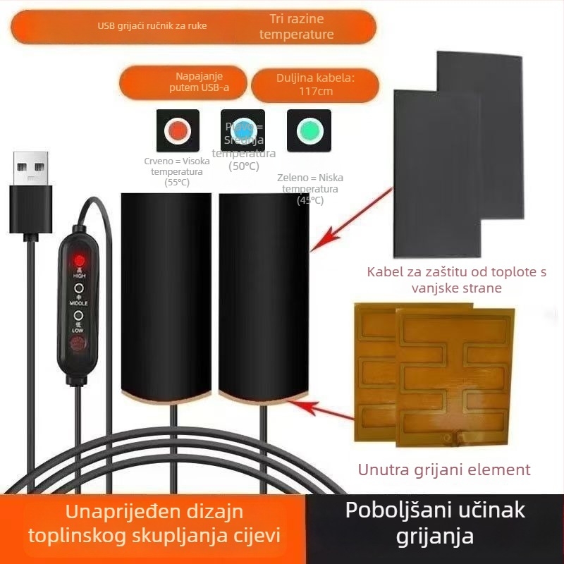 Električno grijani pokrov ručice upravljača za električna vozila; aluminijska legura; električno grijanje; standardna debljina; bez prilagođavanja