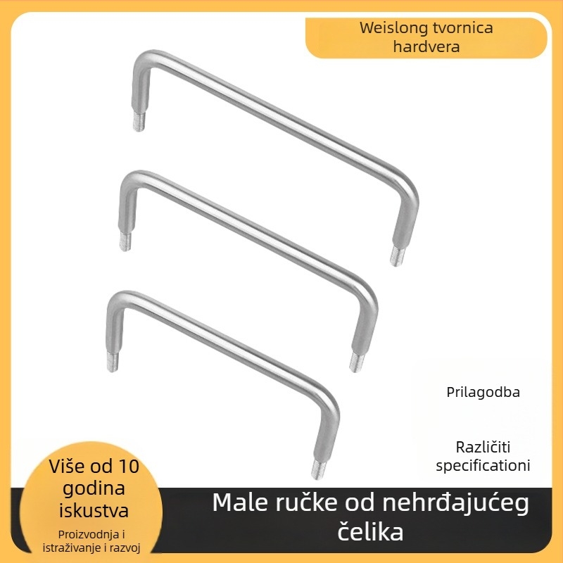 Nerđajući čelik U-oblik ručka, čvrsta, srebrne boje, minimalističkog dizajna, za ladice, ormariće, garderobe i vrata