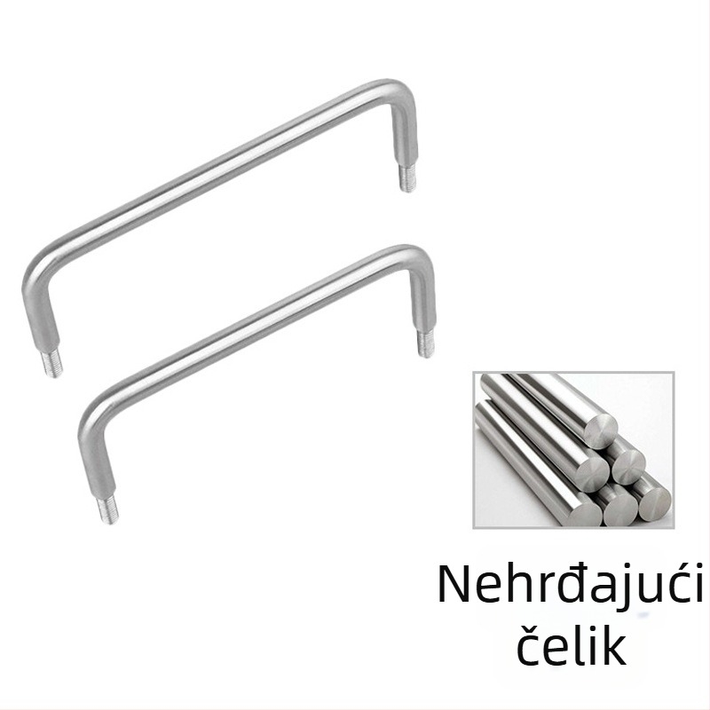 Nerđajući čelik U-oblik ručka, čvrsta, srebrne boje, minimalističkog dizajna, za ladice, ormariće, garderobe i vrata