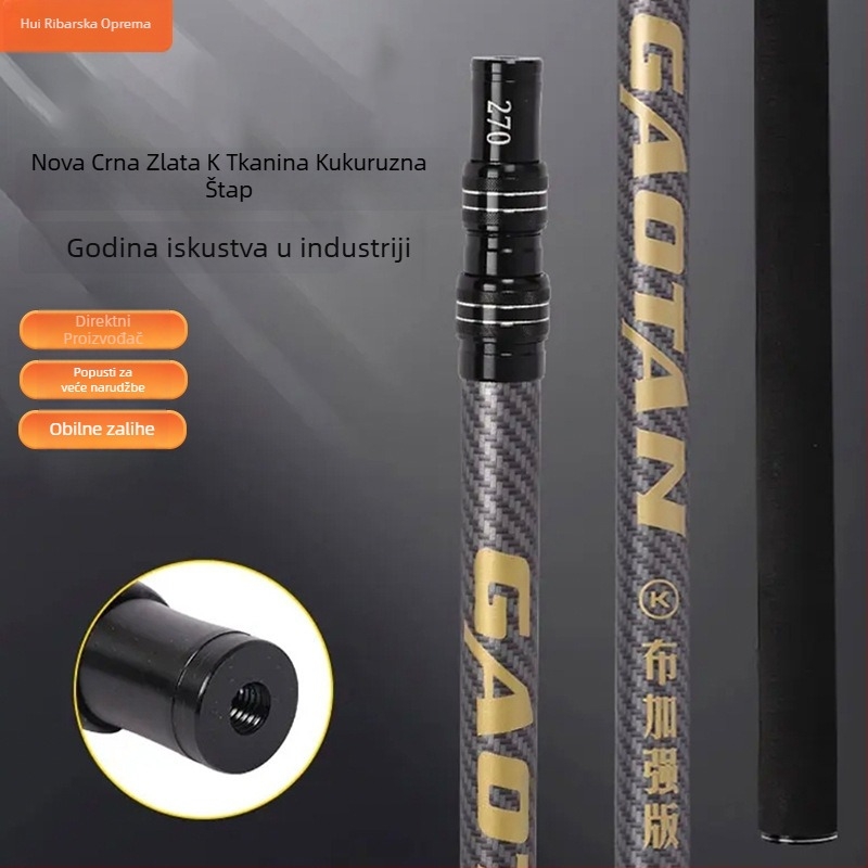 Karbonski štap za mrežu za ribolov, teleskopski, s pjenastom ručkom, 4 odjeljka