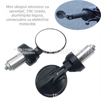 Motociklističko retrovizor, CNC aluminijski omotač, kružno konveksno ogledalo, model BJN-076, 17 mm unutarnja rupa upravljača, univerzalno za motocikle