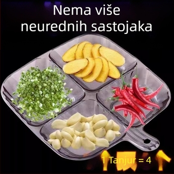 Defu tanjur za pripremu jela – PP, prehrambene kvalitete, s ručkom, podijeljeni tanjur