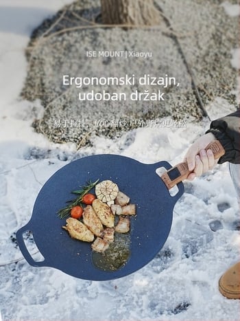 ISE MOUNT Vanjska drška za grill pan – produžena drška od čvrstog drveta, bajonet tip, podesivi podizač