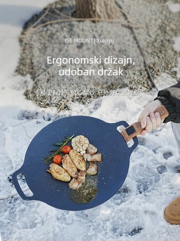 ISE MOUNT Vanjska drška za grill pan – produžena drška od čvrstog drveta, bajonet tip, podesivi podizač