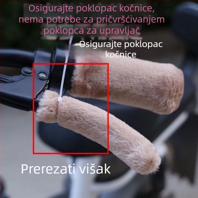 Plišana univerzalna navlaka za volan za električne bicikle – protuklizna, zimska izolacija, uobičajena debljina