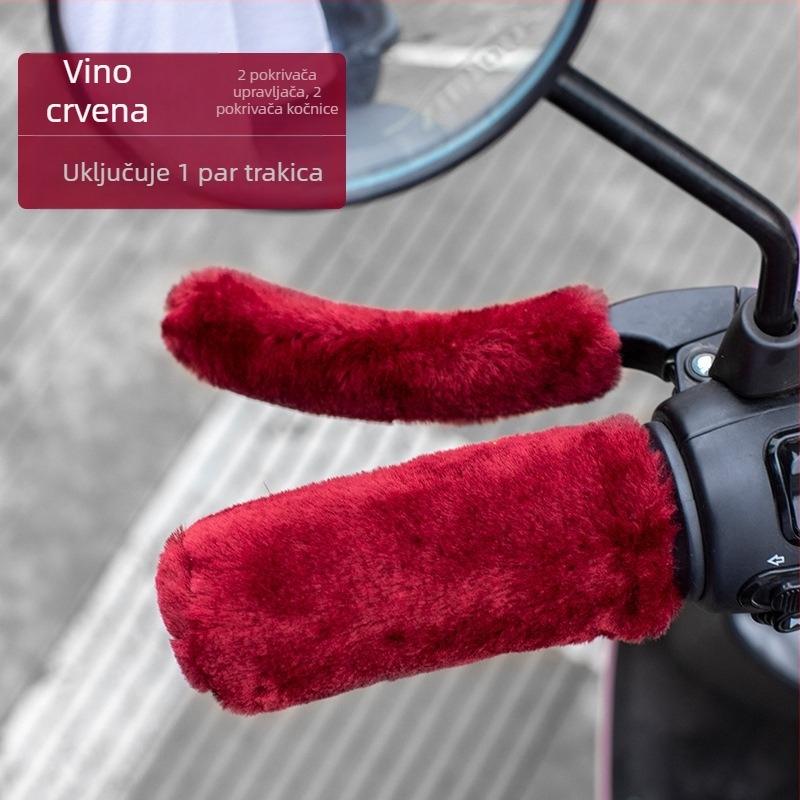 Plišana univerzalna navlaka za volan za električne bicikle – protuklizna, zimska izolacija, uobičajena debljina