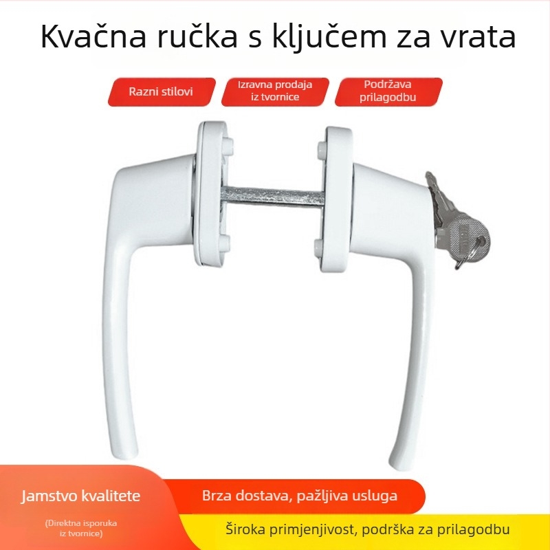 Kvaka za vrata s ključem za dvostruka vrata i prozore, aluminijska legura, JB-S01-104, marka Juba, moderni minimalistički stil