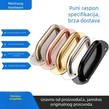 Nehrđajuća čelična polukružna kvaka za vrata s površinski montiranom stražnjom pločom za protupožerna vrata i drvena vrata