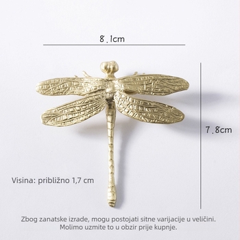 Držač ormara od mesinga s oblikom dragonfly/butterfly, moderni minimalistički stil, završna obrada dewaxing sealing glaze