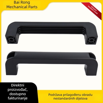 Ojačana najlonska U-oblik ručka za vrata ormarića industrijskog uređaja, crna plastična debela ručka