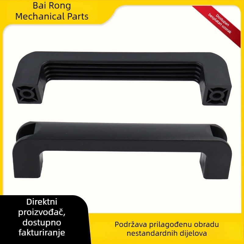 Ojačana najlonska U-oblik ručka za vrata ormarića industrijskog uređaja, crna plastična debela ručka