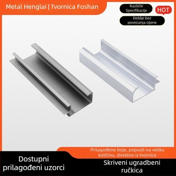 Skrivena ugradbena aluminijska ručka za ladice i ormariće, aluminijska legura anodizirana, brizganje pod pritiskom, moderni minimalistički stil