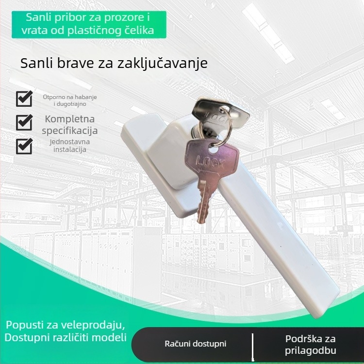 Zaključavajuća ručka za plastično‑čelične prozore i vrata, otvaranje prema unutra i van, premaz sprejem
