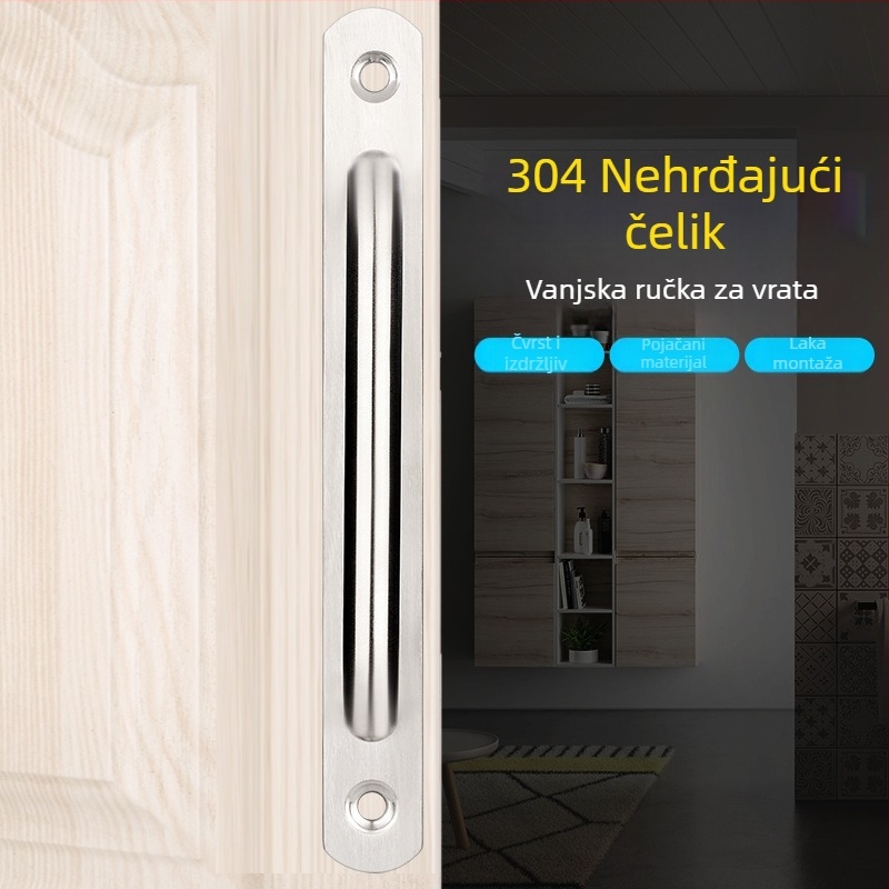 Drška za vrata od 304 otporne čelične, bez bušenja, za garderobne ili klizne vrata, površinska ugradnja, moderni minimalistički stil
