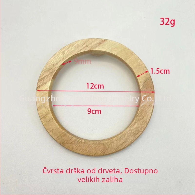 Drvena kružna ručka za torbu za DIY tkanu torbu, prugasti uzorak, jesen 2024
