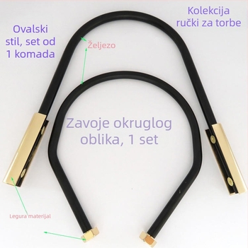 Hardver za torbe - Metalna podizna ručka s vijčanim učvršćenjem i zakrivljenim kružnim prstenom (Brand Shrimp Button; Materijal: Metal; Sezona: Proljeće 2024)
