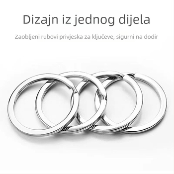 Kljucni prsten od nehrđajućeg čelika, debeli kružni prsten s plosatim okom – praktičan privjesak za ključeve u više veličina