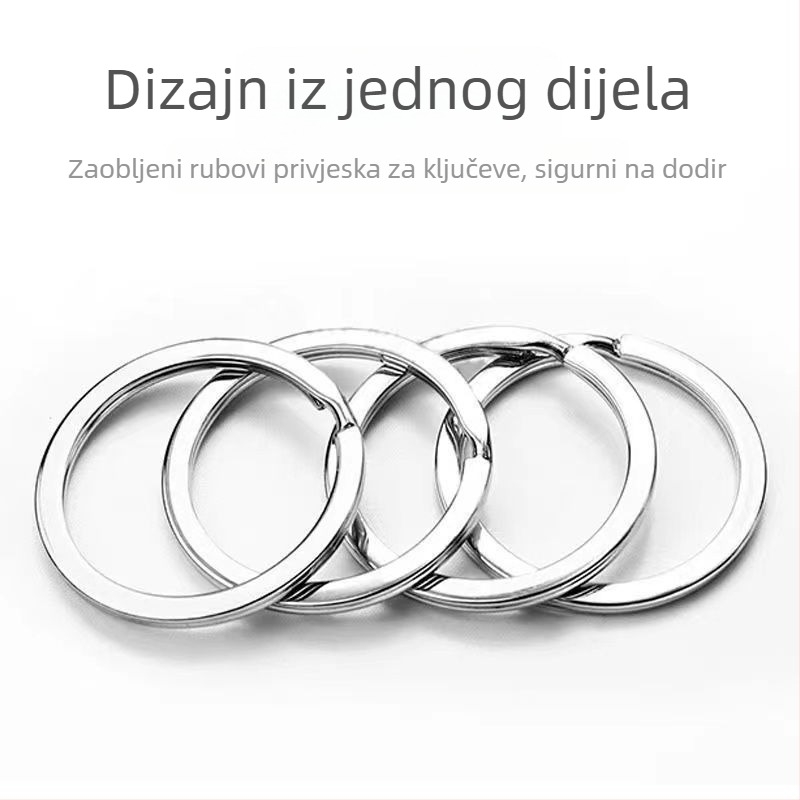 Kljucni prsten od nehrđajućeg čelika, debeli kružni prsten s plosatim okom – praktičan privjesak za ključeve u više veličina