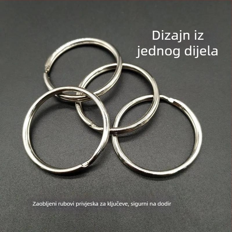 Kljucni prsten od nehrđajućeg čelika, debeli kružni prsten s plosatim okom – praktičan privjesak za ključeve u više veličina