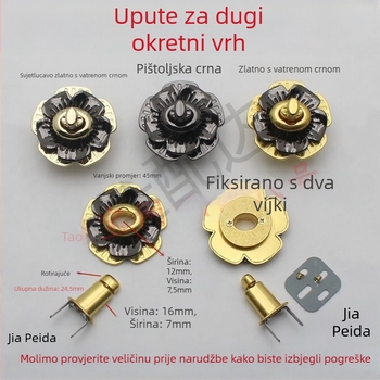 Dodatak za torbu: metalna okretna brava s produženom glavom za popravak/zamjenu, tip kandža-noktu, DIY ručni rad • Materijal: Drugo • Proljeće 2024 • Vzor: Drugo • Funkcija: Drugo