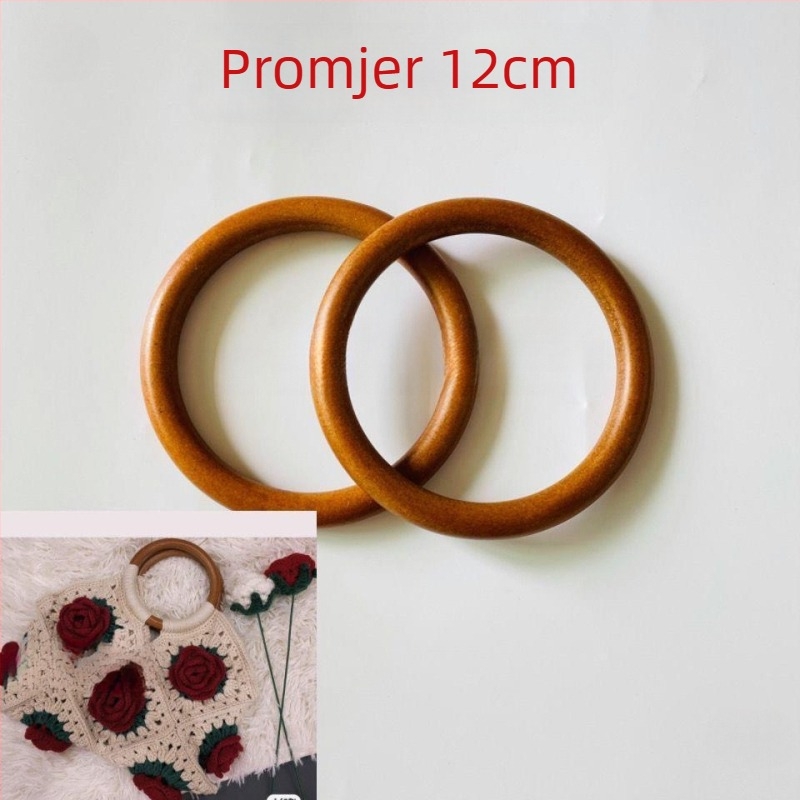 12 cm drvena kružna ručka za pletene torbe – dodatak za ženske torbe