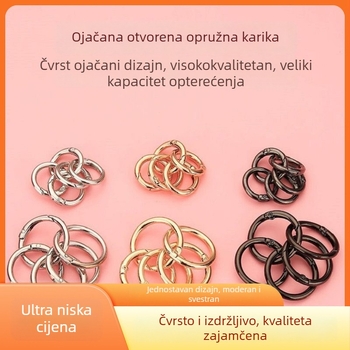 Set dodataka za torbe: otvoreni prsten, metalni prstenovi, opružna kopča, kružna kopča i praktični ključni lanac