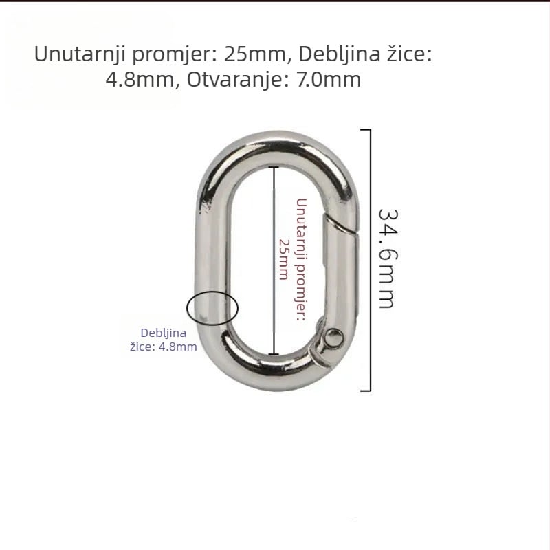 D‑oblik ručnačica s opružnim kopčom, metalnim prstenom i otvorenim prstenom – ključni lanac, dodatak za torbu, Marka Yin Hui, Materijal Corduroy, Funkcija Drugo