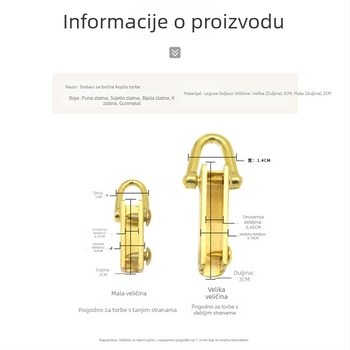 Metalni hardver za novčanike i torbe: odvojivi bočni klip, vijci na obje strane, visi lanac i dodatak za kopču torbe