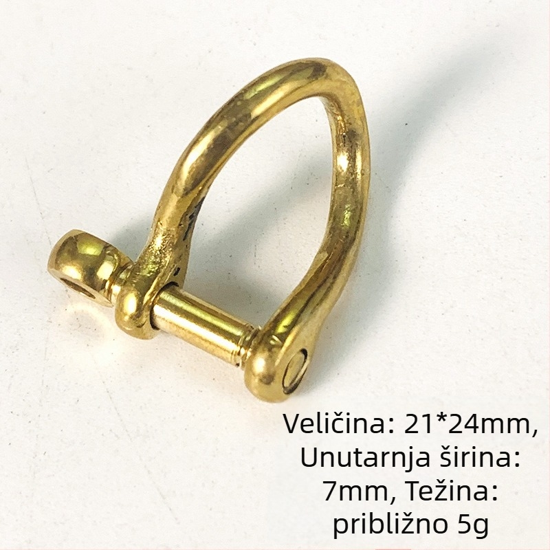 Mosazna D-oblik kopča za ključni lanac i dodatak torbi, model XBA015, ručna izrada