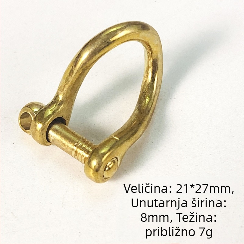 Mosazna D-oblik kopča za ključni lanac i dodatak torbi, model XBA015, ručna izrada