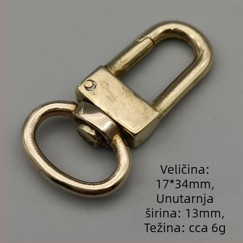 Kuka za naramenicu torbe, mesing, model XBB029, s opružnim rotirajućim mehanizmom