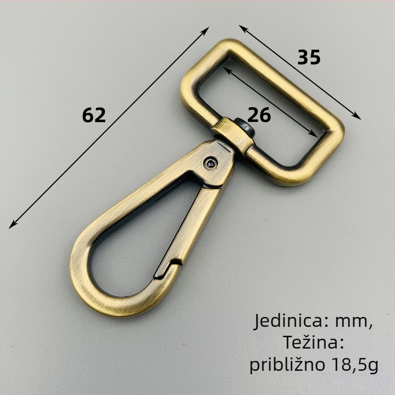 Kuka kopča za kožne torbe s remenom — Broken Copper XBB030, cinkova legura, ručno izrađeno