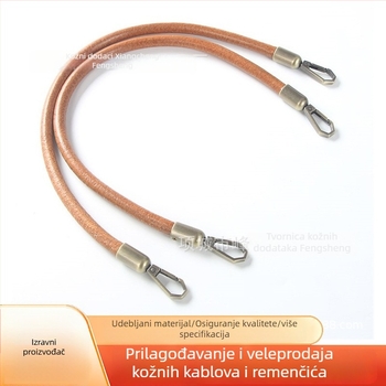 Remen za torbu od prave kože: kružni kožni užad s metalnom kopčom, rameni ili crossbody, DIY dodatak za torbe; materijal: prava koža; završetak: podijeljena koža; užad: remen