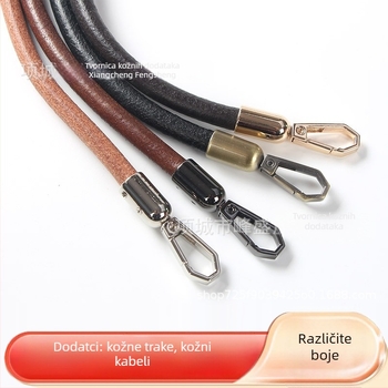 Remen za torbu od prave kože: kružni kožni užad s metalnom kopčom, rameni ili crossbody, DIY dodatak za torbe; materijal: prava koža; završetak: podijeljena koža; užad: remen