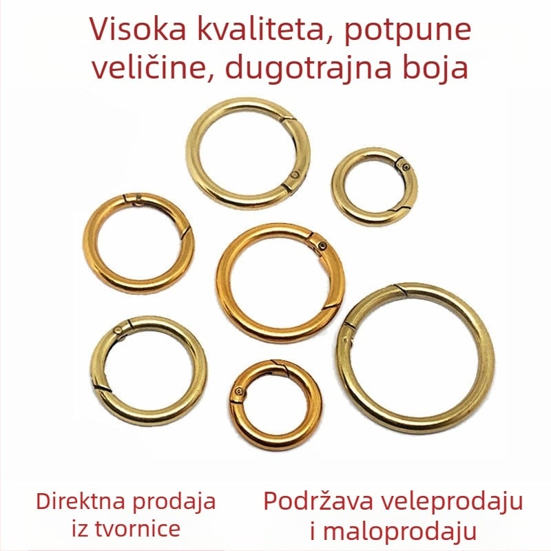 Metalni hardver za torbe: prsten za torbu, otvoreni opružni krug, kopča za lanac, podesiva kopča, metalni dodaci za torbu.